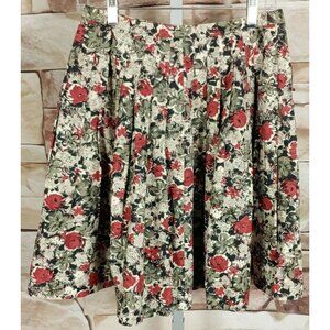 Calvin Klein Size 2 Fullly Pleated Floral Side Zip Cotton Knee Length Light Goth